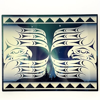 #ad Northwest Coast Salish Haida EAGLE MOON NORTHERN LIGHTS Sheet Metal Wall Art $29.99