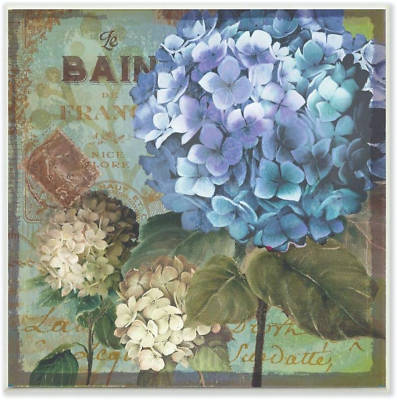#ad Stupell Home Décor Colorful Hydrangeas with Antique French Backdrop Wall Plaque $54.98