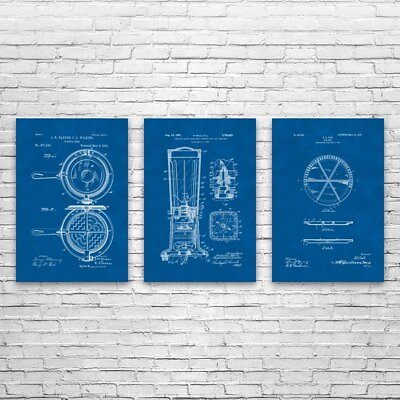 #ad Kitchen Patent Posters Set of 3 Food Lover Gift Kitchen Decor Cooking Gift $99.95