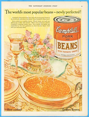 #ad #ad 1928 Campbell#x27;s Pork and Beans Antique 1920s Kitchen Wall Decor Magazine Ad $19.59