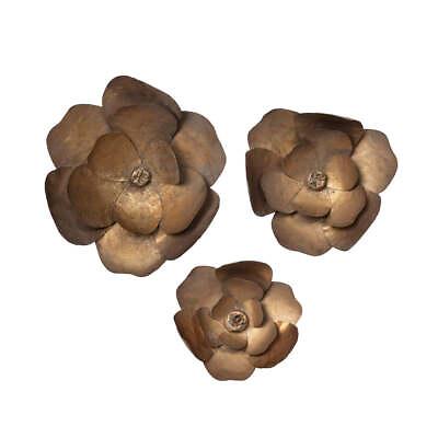 #ad Lovecup Antique Bronze Magnolia Wall Flowers Set of 3 L003 $352.00