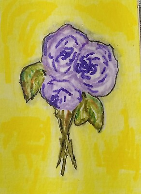 #ad ACEO Original Alcohol Ink Painting Modern Art Lavender Flower Floral Abstract $6.98