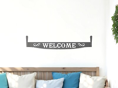 #ad #ad WELCOME SAW Metal Cross Cut Blade Sign Home Decor County Vintage Rustic Art $39.00