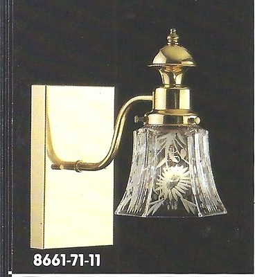EJS Wall BATHROOM FIXTURE Polished Brass 1 Light VANITY Lead Crystal Glass NEW $29.95