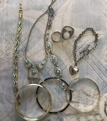 #ad Vintage Lot Costume Jewelry Necklaces Rings Bracelet Mixed Lot $35.00