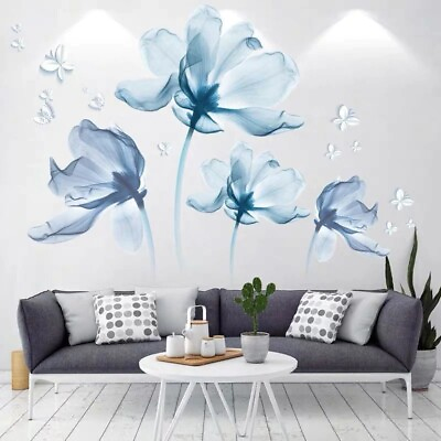 #ad Removable Flower Lotus Butterfly Wall Stickers 3D Wall Art DIY Decals Home Decor $19.99