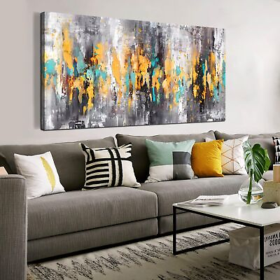 #ad #ad Abstract Canvas Wall Art Yellow Art Room Decor for Teens Wall Painting fo... $155.28