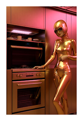 #ad 1980s Disco Fashion Sureal Kitchen Art Print k6 $19.99