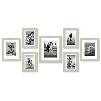 #ad Pack Gallery Wall Set Displays One 11x14 Two 8x10 and Four 7 Light Wood $59.23