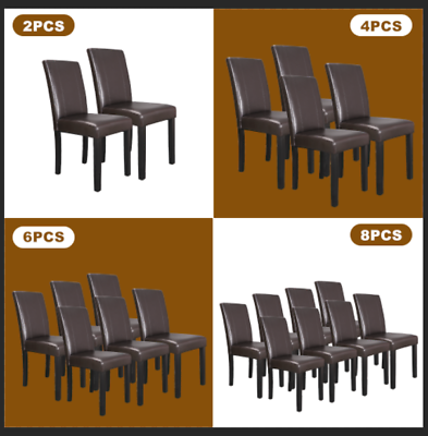 #ad 2 4 6 8 PCS Dining Chairs PU Leather Dining Room Chairs Armless Kitchen Chairs $74.49