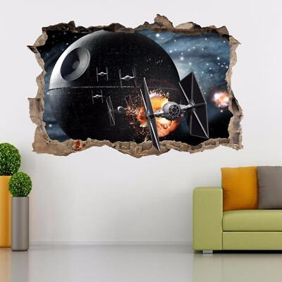 #ad DEATH STAR Smashed Wall 3D Decal Removable Graphic Wall Sticker Star Wars FS $17.99