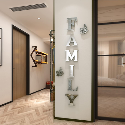 #ad Family Wall Decor Letter Signs Acrylic Mirror Wall Stickers Wall Decorations for $45.02