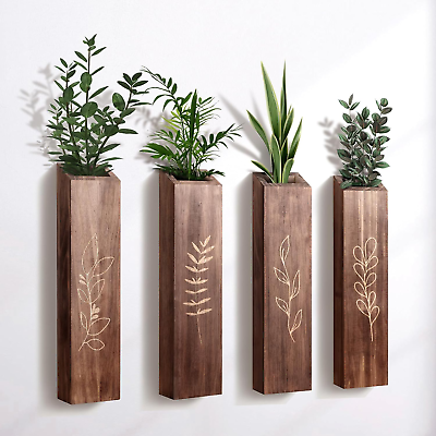 #ad 4 Pack Wood Indoor Wall Planter Modern Wall Decor for Living Room Bedroom Farm $41.99