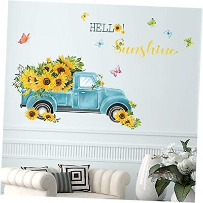 #ad decalmile Sunflower Wall Decal Spring Flower Easter Wall Stickers Bedroom $22.93