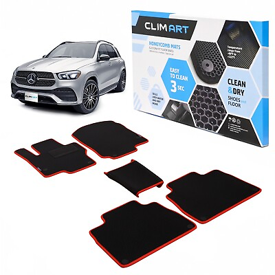 #ad CLIM ART Floor Liners All Weather Mats for 20 24 Mercedes GLE Clas Black Red $75.82