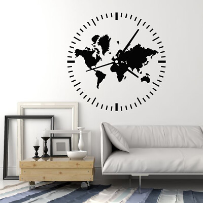 #ad Vinyl Wall Decal Clock Travel Tourism Abstract Map World Home Stickers g1871 $27.99