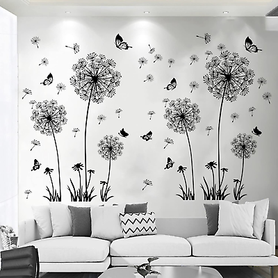 #ad 2 Set Dandelion Wall Decals Flower Stickers Murals Butterflies Wall Decor for Be $25.34