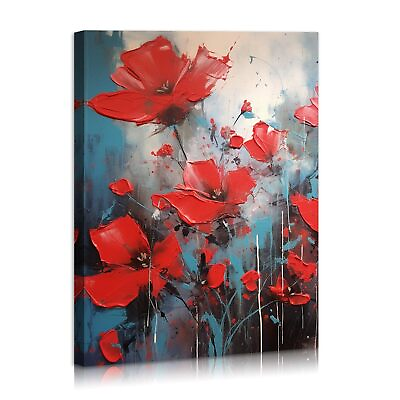 #ad Abstract Flowers Wall Art Framed Red Bouquet Pictures Artwork Print Painting ... $29.71
