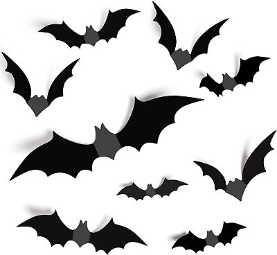 #ad Halloween Decorations Bats Wall Decor Party Black $16.88