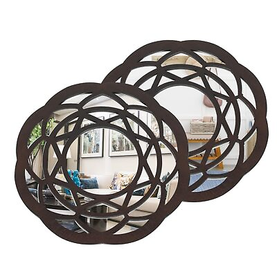 #ad #ad 2Pcs Round Wall Mirrors12“ Indoor Home Decorative Mirror Wall DecorRustic Han... $30.65