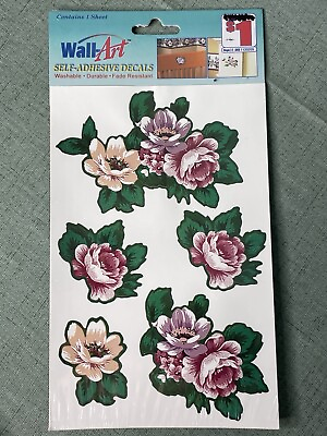 #ad Wall Art Self Adhesive Decals Flowers Washable Fade Resistant New $1.60