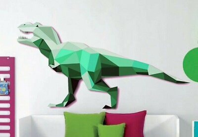 #ad Dinosaur Sticker Rex Decal Polygonal Animal Home Decor Dinosaur Wall Art $99.99