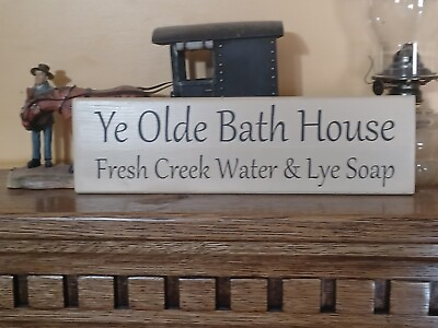 #ad Ye Olde Bath House rustic country farmhouse vintage home sign 12quot; $7.61