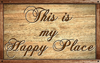 #ad My Happy Place DISTRESSED SIGN PLAQUE WALL DECOR RUSTIC PRIMITIVE SIGN $14.99