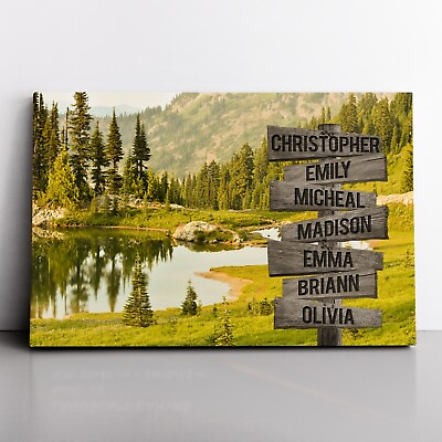 #ad Personalized Name Sign Mountain Lake Nature Picture Canvas Landscape Wall Art $279.99