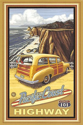 #ad wall lounge room Pacific Coast Highway travel ad poster $13.50