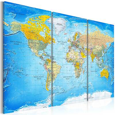 #ad WORLD MAP Canvas Wall Art Framed Print Picure Photo k A 0112 b e $59.99