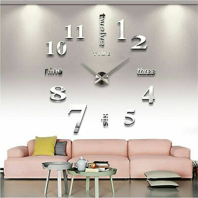 #ad #ad Novelty Stick on Large Wall Clock 3D DIY Mirror Sticker Surface Home Decor Art $7.82