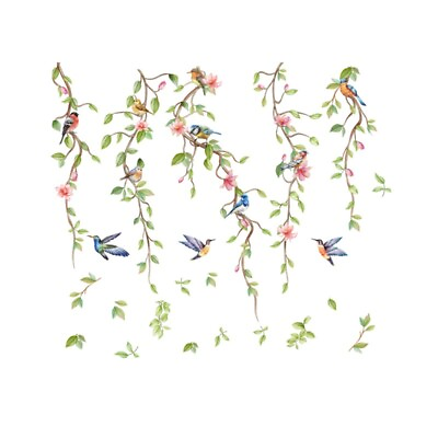 #ad #ad Floral Vine Bird Wall Stickers Cute PVC Door Decals Home Decor for Bedroom Wall $11.99