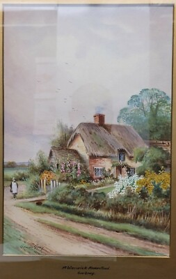 #ad George Gray english cottage watercolor Antique English Art Warwick England 1900 $214.76