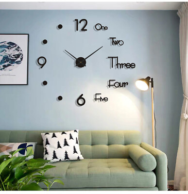 #ad 3D Large Wall Clock Modern DIY Sticker Mirror Surface Art Design Home Room Decor $7.69