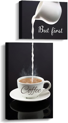 #ad #ad Coffee Bar Wall Decor for Kitchen But First Coffee Sign Kitchen Canvas Wall $26.81