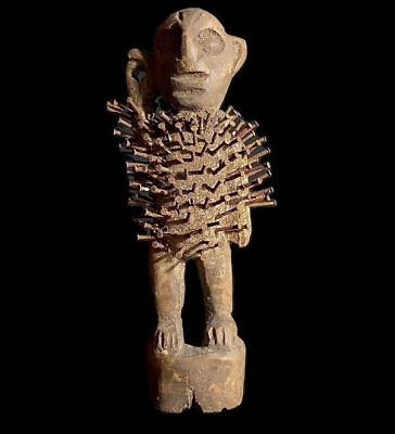 #ad wooden figures primitive decor Nkisi N’Kondi hand carved statue vintage art 8431 $82.15