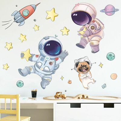 #ad Wall Stickers Cute Space Astronaut Removable Vinyl PVC Decals Bedroom Decoration $10.33