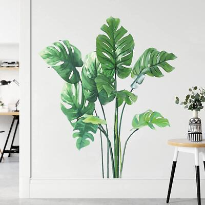 Tropical Monstera Leaf Wall Decals Natural Green Plants Posters Wall Sticker Art $9.05