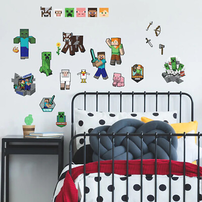 #ad Minecraft Characters Peel amp; Stick Wall Decals RMK5366SCS Kids Game Room Stickers $16.99