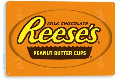 #ad TIN SIGN Reese#x27;s Cups Metal Décor Wall Art Kitchen Candy Store A591 $10.25