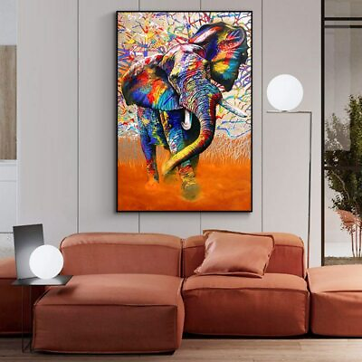 #ad Canvas Art Wall Painting Posters Prints Art Home Decor Colorful Elephant Picture $5.63