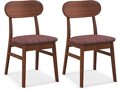 #ad Wooden Dining Chairs Set of 2 Walnut Farmhouse Kitchen Chairs with Padded Seat $134.99