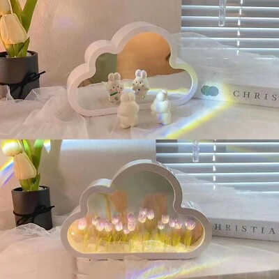 #ad Trendy DIY Flower Wall Light with Mirror Function for Bedroom Decoration $22.13
