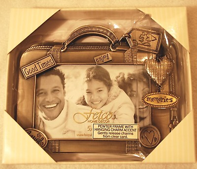 #ad Fetco Pewter Picture Frame With Hanging Charm 3.5 X 5 NIB $12.99