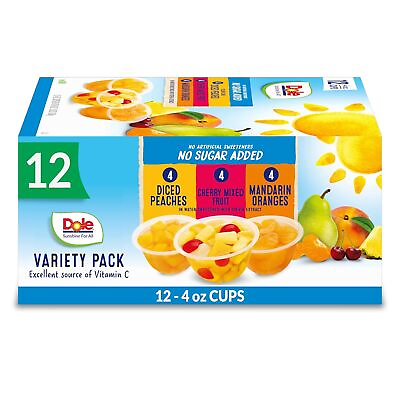 #ad Dole Fruit Bowls No Sugar Added Variety Pack Snacks Peaches Oranges 4oz 12 Cups $10.99