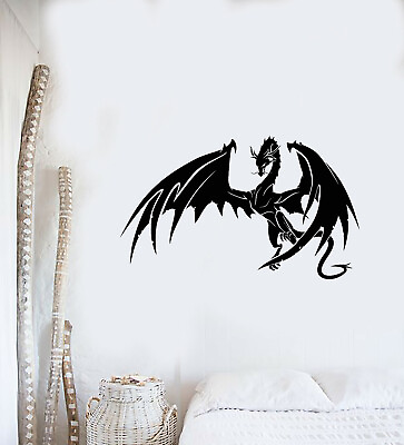 #ad Vinyl Wall Decal Magic Dragon Flying Mythology Fantasy Animal Stickers g3810 $21.99