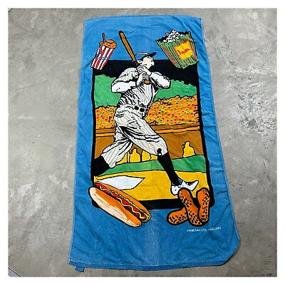 #ad 90s VTG JAY FRANCO FRANKO BASEBALL Beach Towel 28”x54” Pop Art Bath Americana $11.99