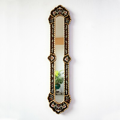 #ad #ad Long Black Narrow wall mirror 35.4quot; tall Painting on glass Long Black Mirror $219.90
