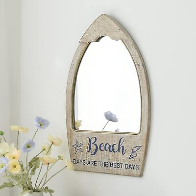 #ad Rustic Wood Framed Wall Mirror for Beach House Decorative Wood Wall Mirror f... $57.91
